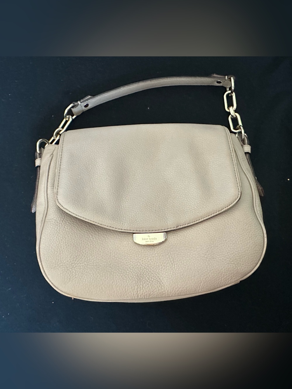 kate spade Pebbled Taupe Crossbody  French grey shoulder bag top handle shoulder